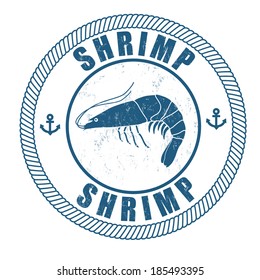 Shrimp grunge rubber stamp on white, vector illustration
