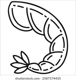 shrimp icon in black outline style