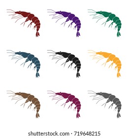 Shrimp icon in black style isolated on white background. Sea animals symbol stock vector illustration.