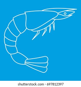 Shrimp icon blue outline style isolated vector illustration. Thin line sign