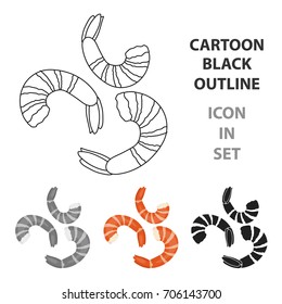 Shrimp icon in cartoon style isolated on white background. Sushi symbol stock vector illustration.