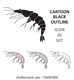 Shrimp icon in cartoon style isolated on white background. Sea animals symbol stock vector illustration.