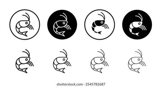 Shrimp icon flat line symbol set.