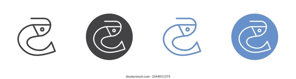 Icono de camarón Conjunto plano en color blanco y negro
