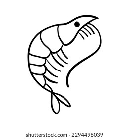 Shrimp icon in flat style, fresh sea food. Isolated on white background. Vector illustration.