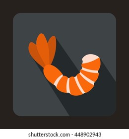 Shrimp icon in flat style on a gray background