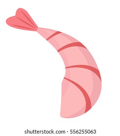 Shrimp icon flat style. Prawn isolated on white background. Vector illustration, clip art