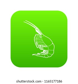 Shrimp icon green vector isolated on white background