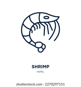 shrimp icon from hotel collection. Thin linear shrimp, restaurant, food outline icon isolated on white background. Line vector shrimp sign, symbol for web and mobile