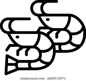 ícone de camarão ilustração design com contorno, isso não é feito a partir de qualquer geração de IA