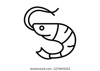  Shrimp icon illustration. icon related to Seafood. outline icon style. Simple vector design editable