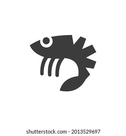 Shrimp Icon Isolated on Black and White Vector Graphic