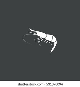 shrimp icon isolated on black background