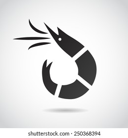 Shrimp icon isolated on white background. Vector illustration.
