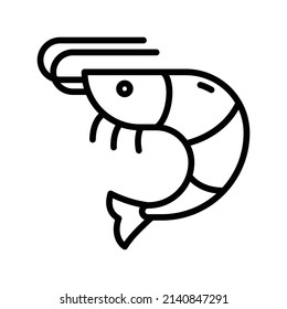 Shrimp Icon. Line Art Style Design Isolated On White Background