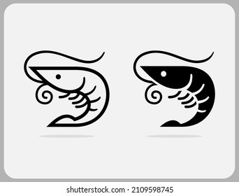 shrimp icon in line and silhouette Vector illustration