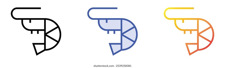 Shrimp icon. Linear, Blue Fill and Gradient Style Design Isolated On White Background