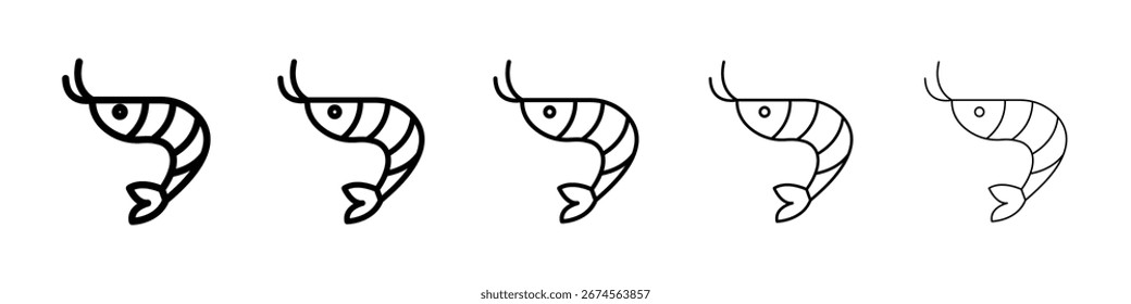 Shrimp-Symbol-Logo in Strichlinien-Sammlung