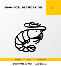 shrimp icon. Ocean and sea life icon. 64x64 pixel perfect icon