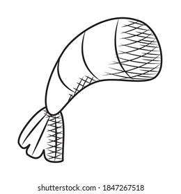 shrimp icon over white background, hand draw style, vector illustration
