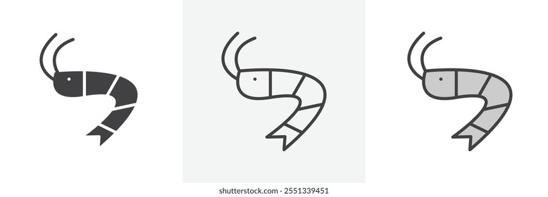 Shrimp-Symbolpaket. Vektorgrafik. EPS10