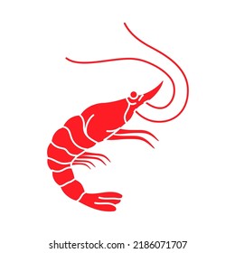 Shrimp icon. Shrimp prawn hand drawn illustration. Fresh prawn seafood silhouette