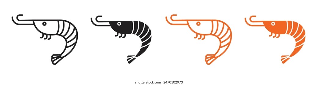 Shrimp icon representing seafood delicacies and culinary arts, suitable for seafood restaurants, food packaging, and culinary designs