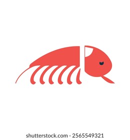  shrimp icon. seafood vector.  red shrimp design