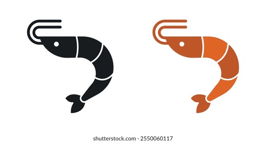 Garnelen-Symbol in schwarzer und farbiger Version