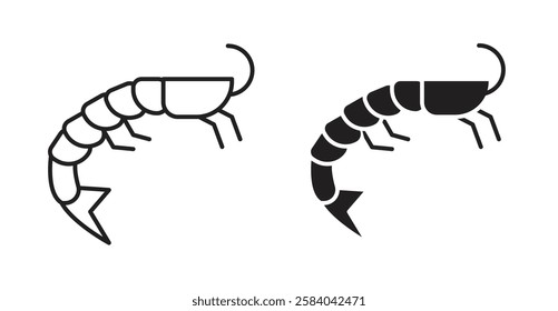 Shrimp icon set in thin line. vector illustrations for web