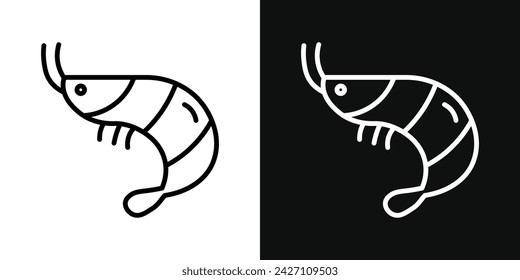 Conjunto de iconos de camarón. Ilustración de vector