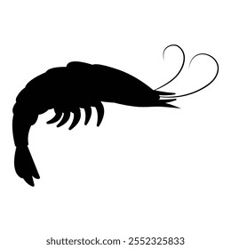 Shrimp Icon with Simple Design on White Background