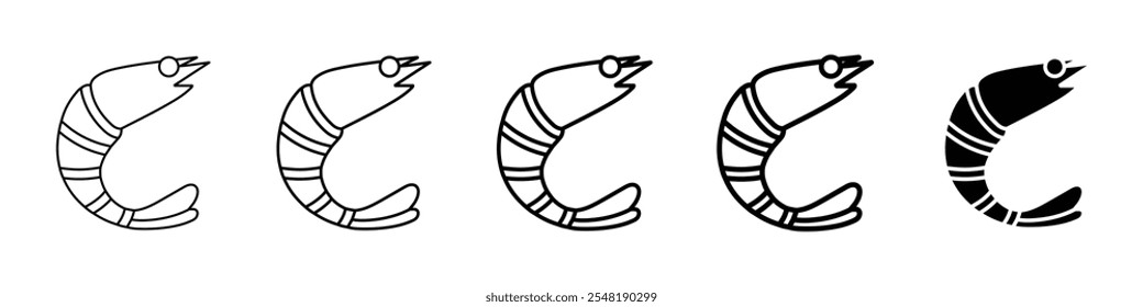 shrimp icon Simple thin line logo set