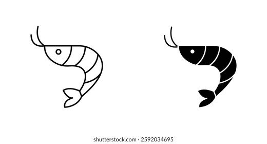 Shrimp icon symbol collection on white background.