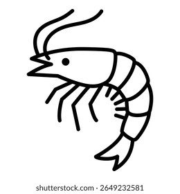 Ícone de camarão, simbolizando pequenos crustáceos aquáticos importantes nos ecossistemas marinhos e na culinária.