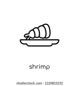 shrimp icon. Trendy modern flat linear vector shrimp icon on white background from thin line Restaurant collection, outline vector illustration