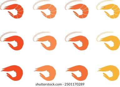 Shrimp icon vector. Boiled Prawn in shell on a white background. shrimp set vector illustration. Sea food logo, sign, symbol