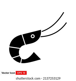 Icono de camarón. Ilustración de concepto vectorial para el diseño. 