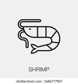 shrimp icon vector. Linear style sign for mobile concept and web design. shrimp symbol illustration. Pixel vector graphics - Vector.