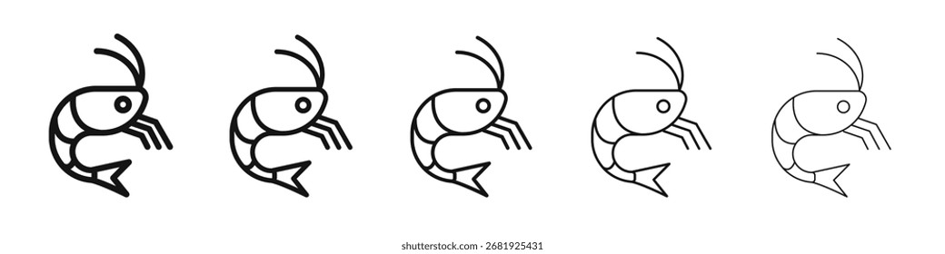 Garnelen-Symbol, Vektorumriss-Set-Illustration