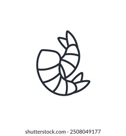 Icono de camarón. Vector. Trazo editable. signo de estilo lineal para uso Diseño web, logotipo. Ilustración de símbolo.