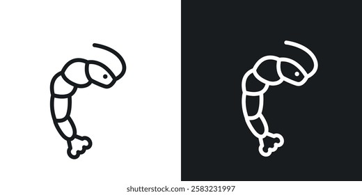 Shrimp icons in black and white liner strokes for web design.