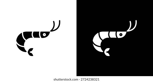 Iconos de camarón concepto de Vector plano. Ilustraciones en blanco y negro