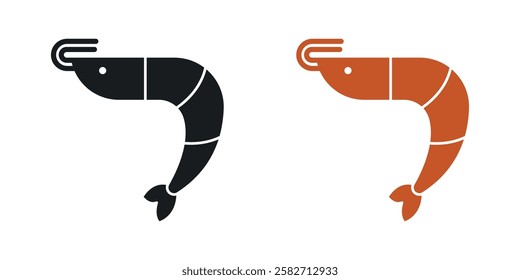 Shrimp icons set vectors black and colored style