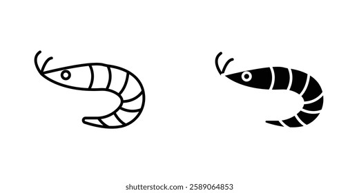 Shrimp icons thin line illustrations designs