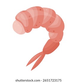 Shrimp illustration on transparent background. Shrimp icon. Design element for cooking theme, restaurants, cafe, outdoor cooking, posters, patterns, logos. Flat cartoon style.Vector design