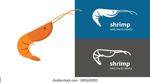 shrimp isolated vector icon. sea line solid flat icon
