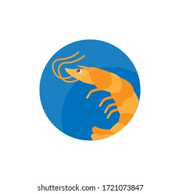 Icono vectorial aislado de camarón, icono del marisco