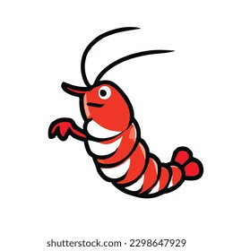 Shrimp Kawaii Mascot Cute Illustration Vector Illustration