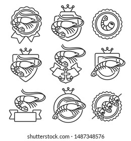 Shrimp labels and elements set. Collection icon shrimp. Vector